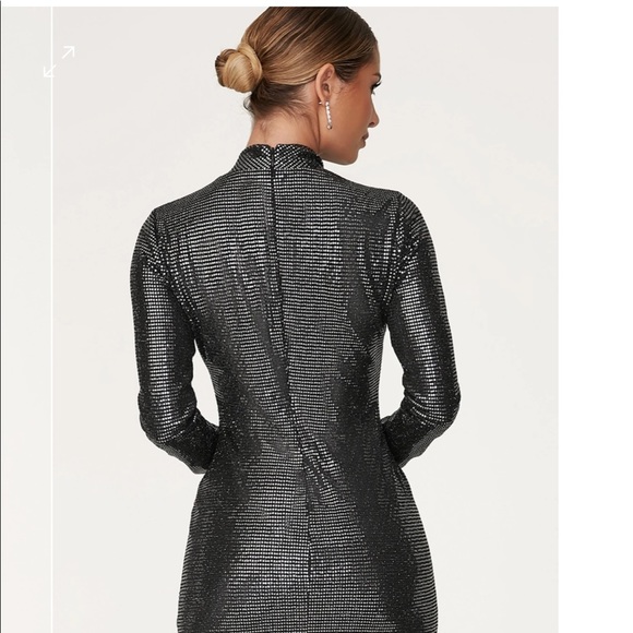 MESHKI GIANNA SILVER METALLIC MINI DRESS SIZE XS - Picture 3 of 3